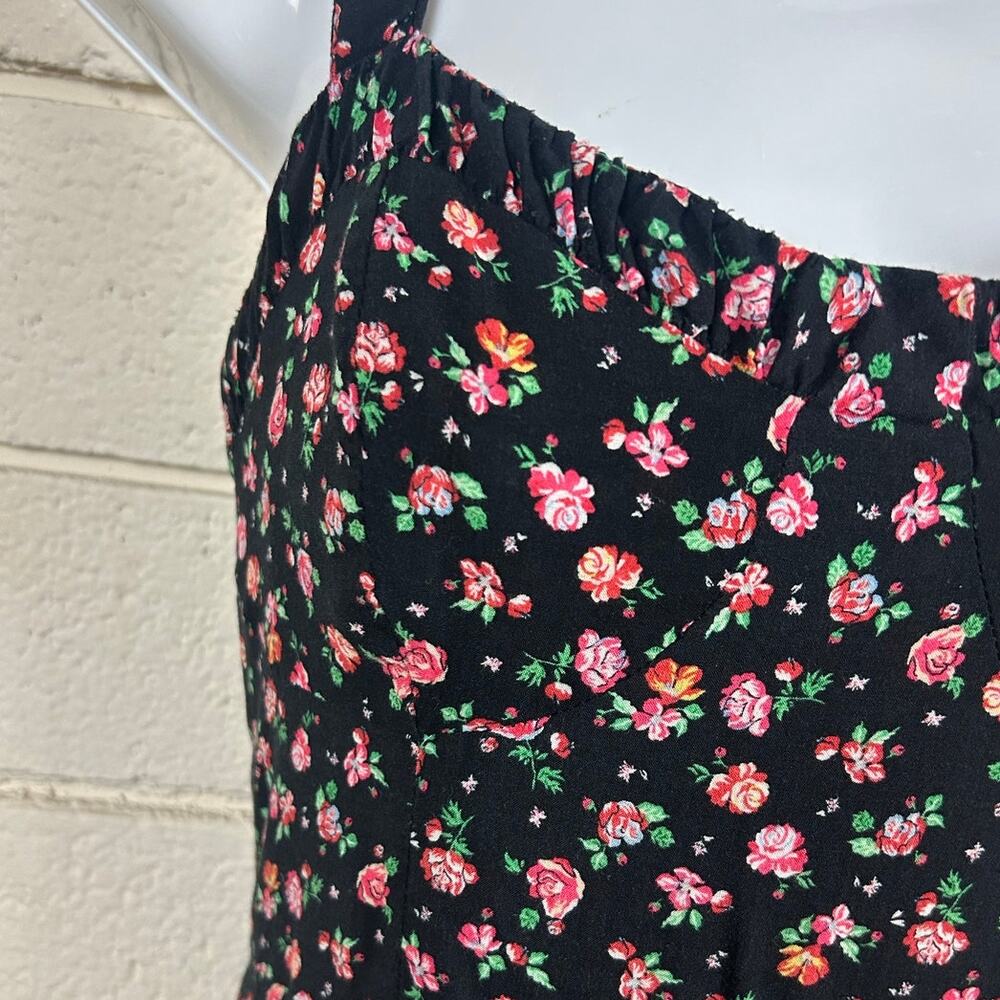 Zara Black Floral Midi Dress size S - Picture 4 of 8